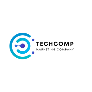 Blue Bright Gradient Tech Marketing Company Business Logo